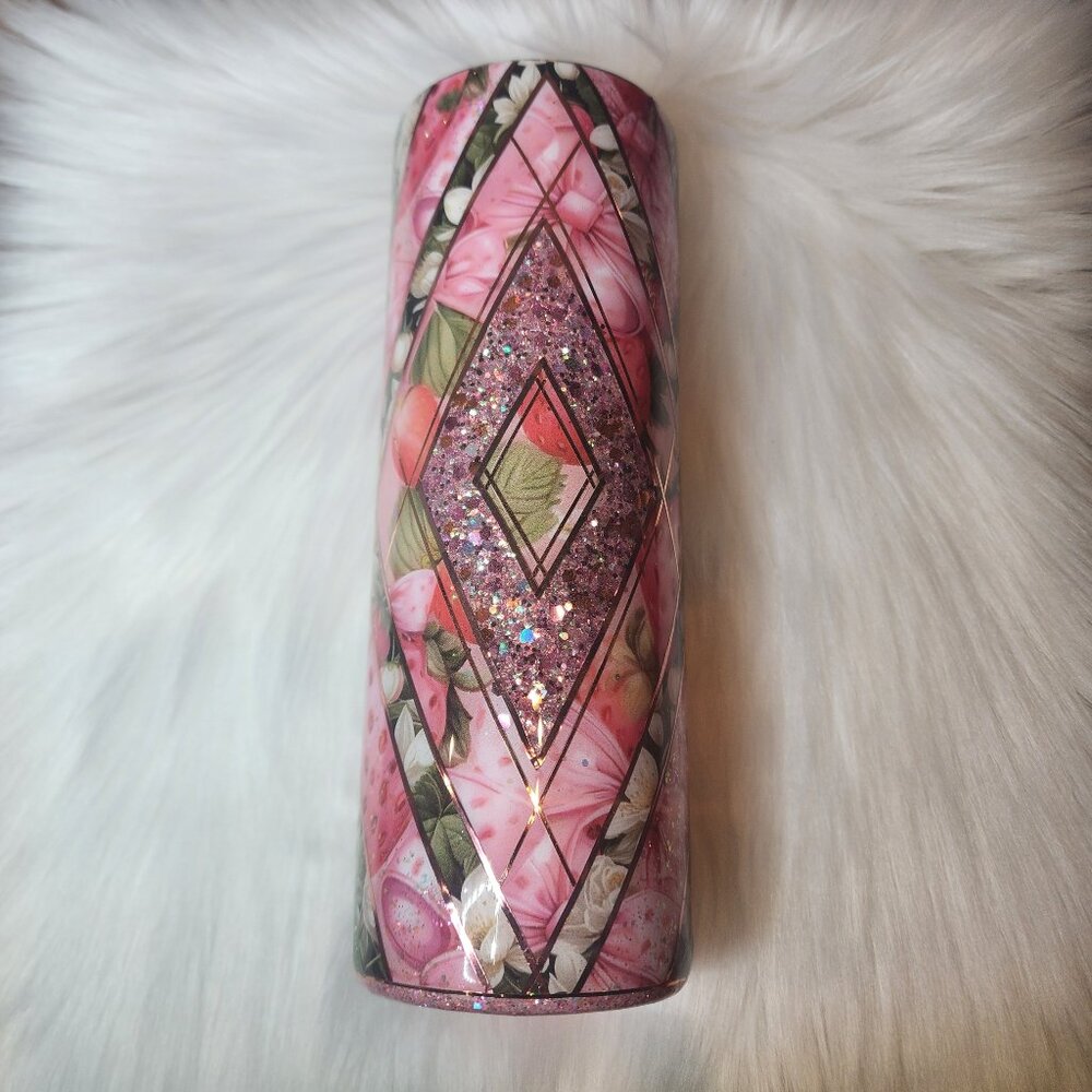 20 oz. Strawberry Glitter Tumbler